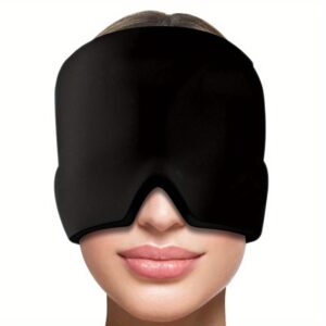 Eye Mask Cooling Head Wrap for Sleeping - Micro Weighted Eyeshade Elastic Blackout Eye Cover, Reusable Eye Blindfold - With Cooling/Heated Gel Pad - Pink and Black Options