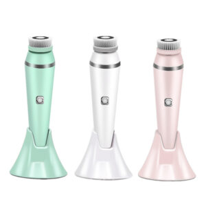 Waterproof Facial Cleaner - Hypoallergenic Silicone Brush, Four-In-One Design Combining Cleansing, Massage, and Pore Cleaning - Colors White, Pink, Light Green