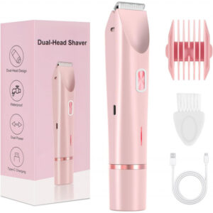 Hair Trimmer for Women, 2 in 1 Dual Head Bikini Shaver and Body Shaver, Cordless and Waterproof Electric Bikini Trimmer for Women - Pink, Purple, Blue Options