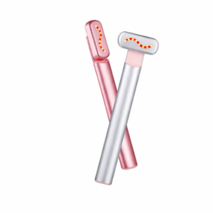 LED Heated Eye Massaging Beauty Device - Eye Wand with Microcurrent Massage - Helps Reduce Puffiness and Improve Product Absorption - Colors: Silver and Pink